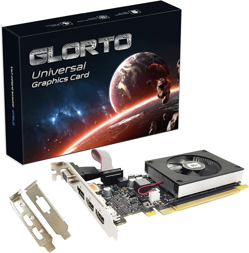Glorto GeForce GT 730 4G Low Profile Graphics Card, 2X HDMI, DP, VGA, DDR3, PCI Express 2.0 x8, Entry Level GPU for PC, SFF and HTPC, Compatible with Windows 11 - Image 1